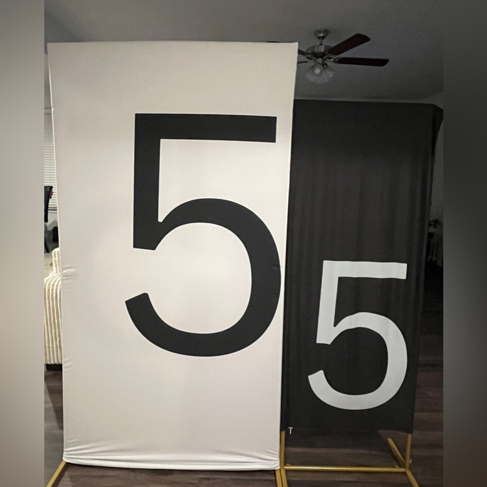 5 5 Black and White Numbered Fabric Panels